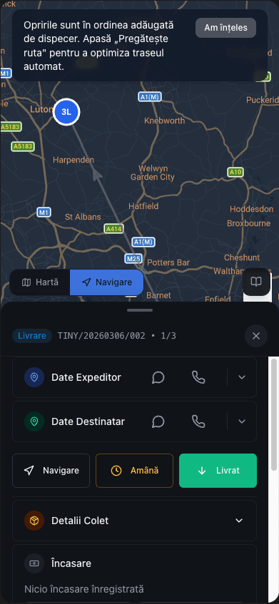 colet.app — aplicație șofer cu navigare și confirmare livrare